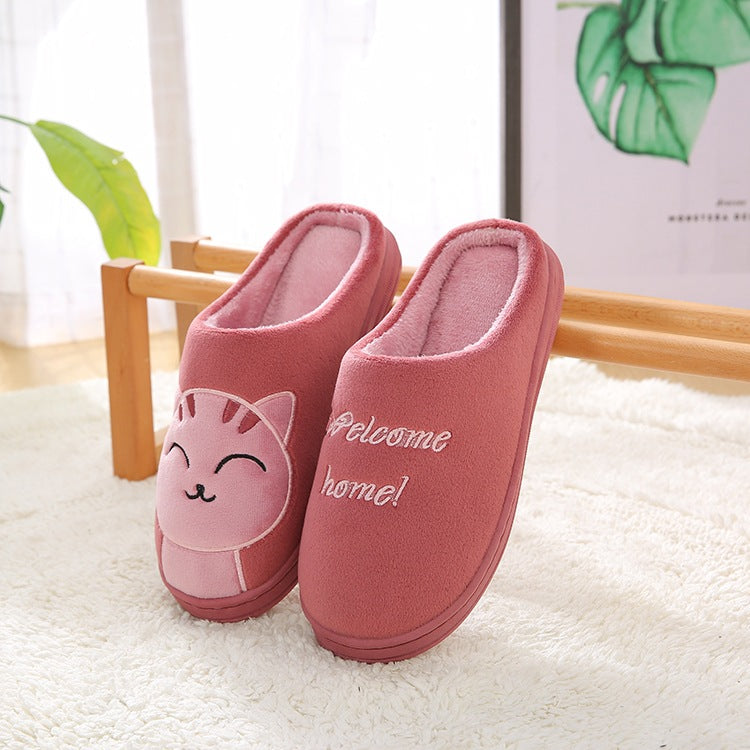 Factory Direct Delivery Winter Cartoon Couple Slippers Home Plush Slippers Women's Warm Cotton Slippers Cute Animal Indoor Slippers