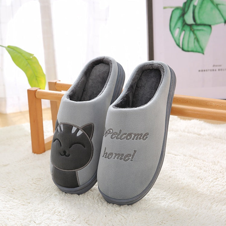 Factory Direct Delivery Winter Cartoon Couple Slippers Home Plush Slippers Women's Warm Cotton Slippers Cute Animal Indoor Slippers