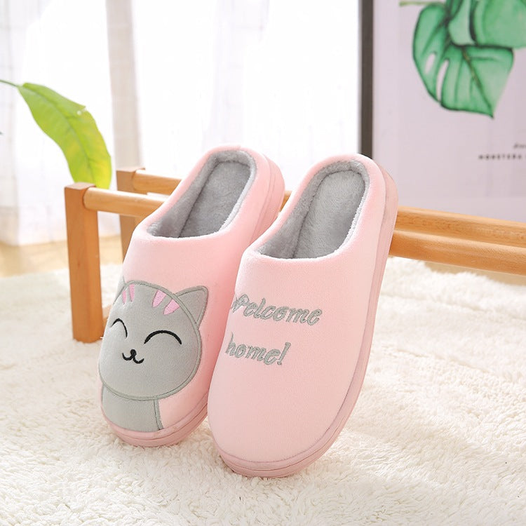 Factory Direct Delivery Winter Cartoon Couple Slippers Home Plush Slippers Women's Warm Cotton Slippers Cute Animal Indoor Slippers