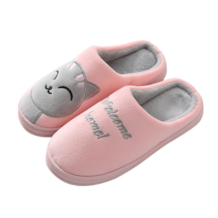 Factory Direct Delivery Winter Cartoon Couple Cotton Slippers Indoor Home Plush Slippers Warm Cotton Slippers Cute Cartoon Design