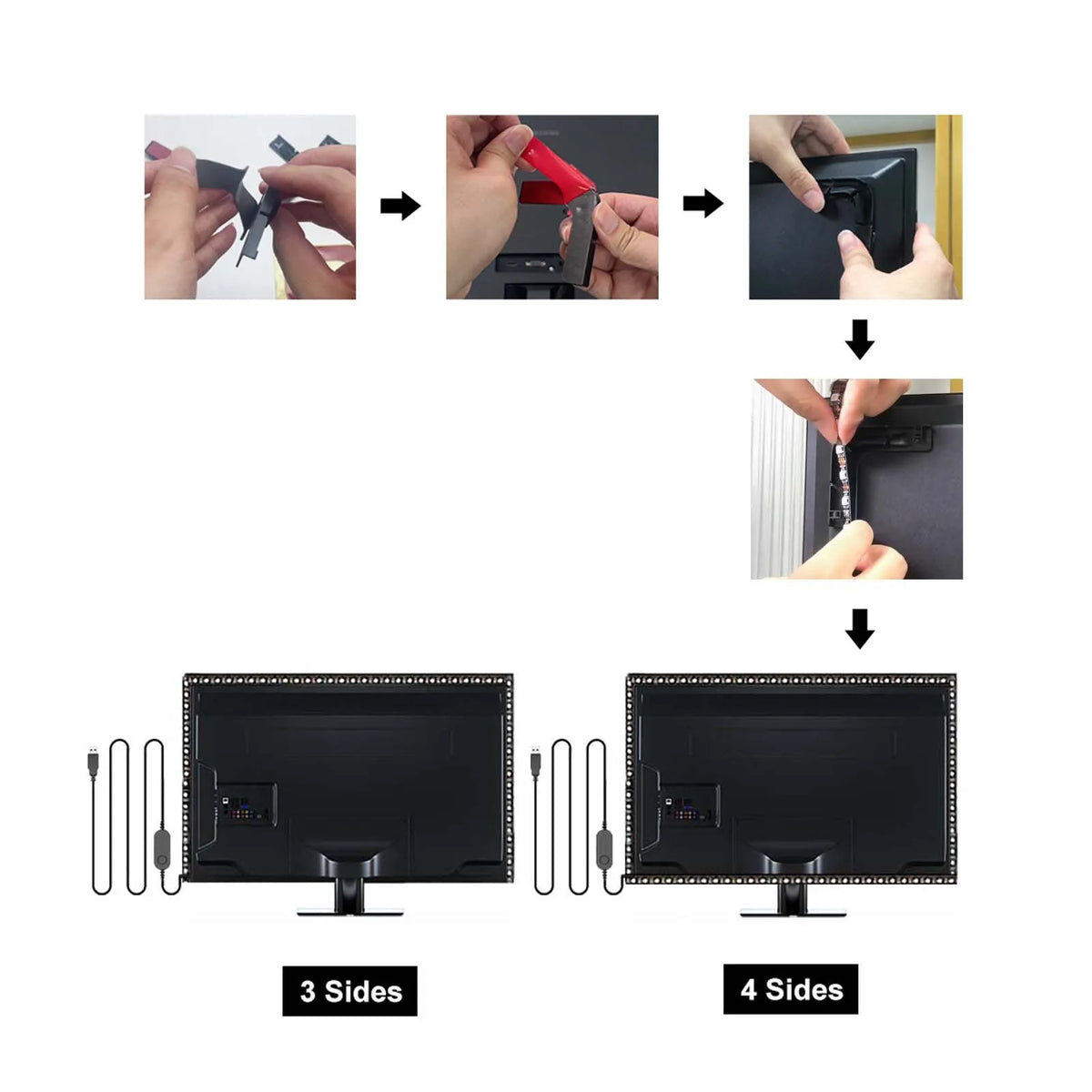 BPSK3 Smart Ambient PC Led Backlight RGB for Windows Monitor Sync Screen Color Ambibox Led Strip Lights Kit Desktop Control Game