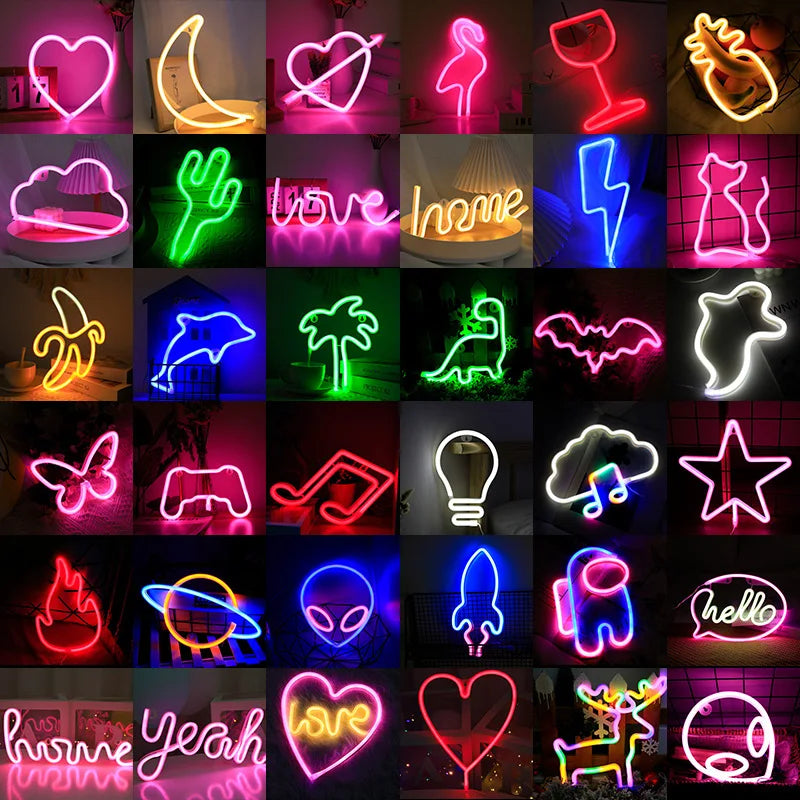 LED Neon Lights Wedding Bar Decoration Battery USB Powered Stylised Lights Lamp Alphabet Light up Sign Party