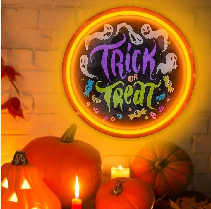 Happy Halloween UV Printed Ghost  Remote Control LED Logo Wall Decoration Bars Men's Caves Bedrooms Parties UV Neon Lights