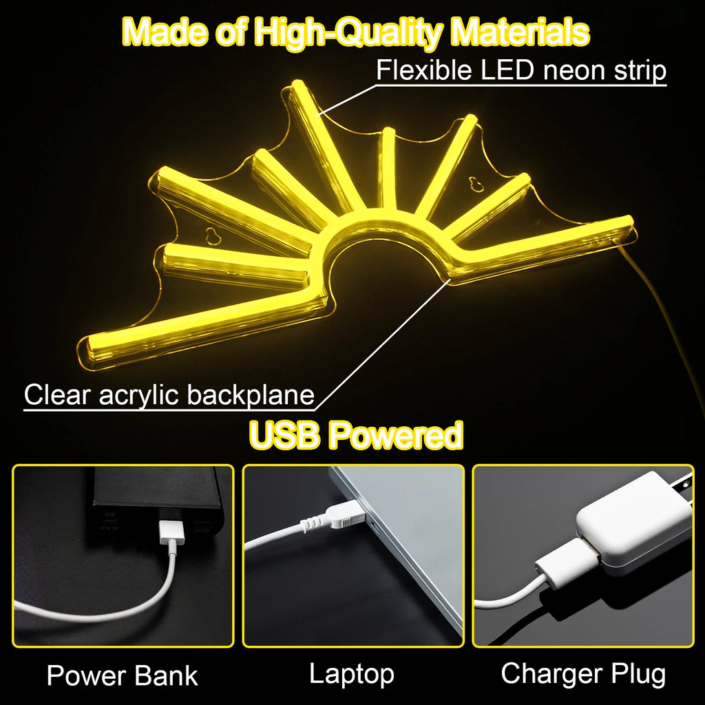 USB Powered Custom Neon Lights Sun Beach Sea Wave LED Sunrise Sunset Sign for Man Cave Living Room Party Bar Park Advertising