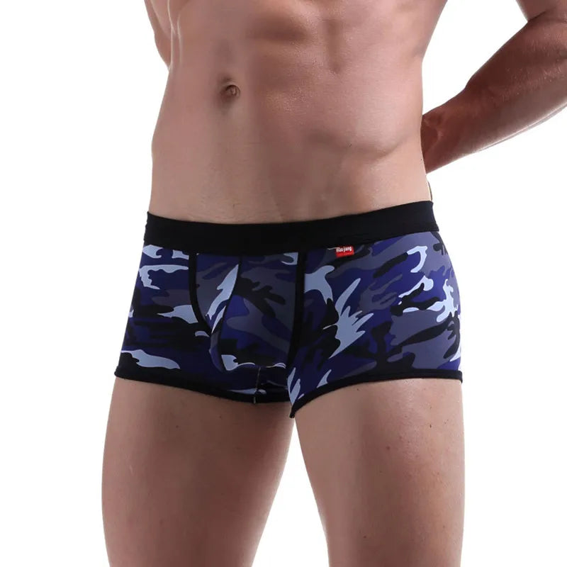 Male Underwear  Men Boxer Shorts Fashion Breathable U Convex Crotch Boxers Homme Sexy Tide Camouflage Printed Cueca Boxers