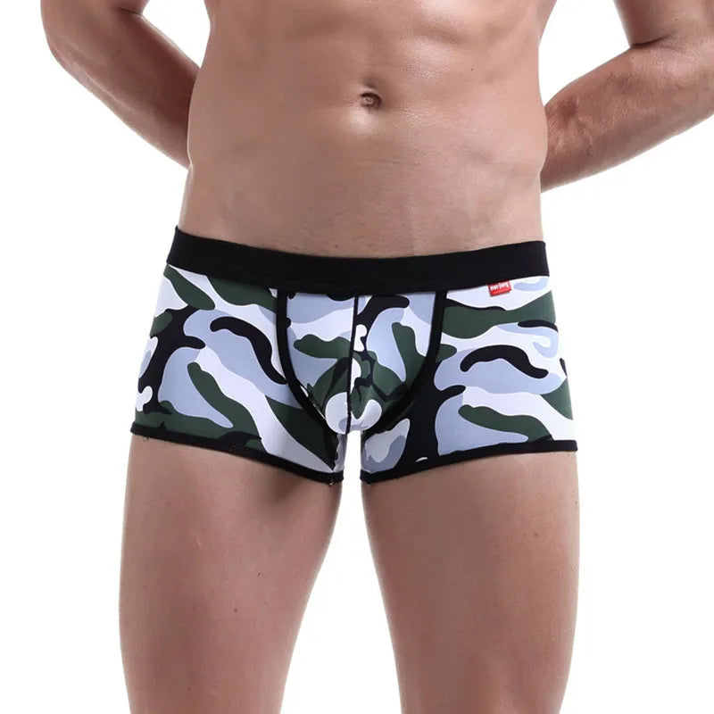 Male Underwear  Men Boxer Shorts Fashion Breathable U Convex Crotch Boxers Homme Sexy Tide Camouflage Printed Cueca Boxers