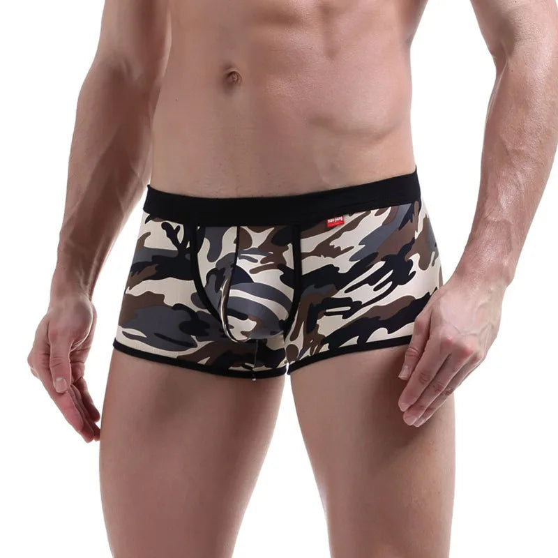 Male Underwear  Men Boxer Shorts Fashion Breathable U Convex Crotch Boxers Homme Sexy Tide Camouflage Printed Cueca Boxers