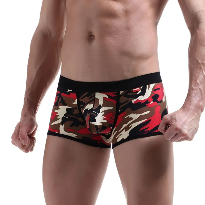 Male Underwear  Men Boxer Shorts Fashion Breathable U Convex Crotch Boxers Homme Sexy Tide Camouflage Printed Cueca Boxers