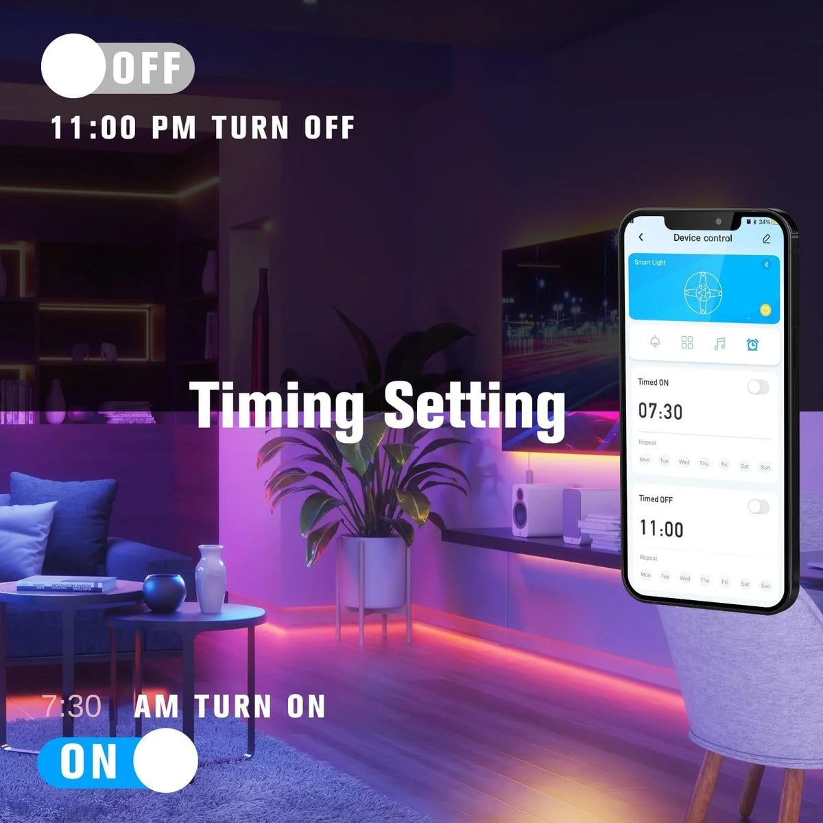 DAYBETTER 130ft LED Strip Lights RGB Indoor Desk Bedroom Decor with Remote 24V Smart Power Supply Perfect Birthday Gifts