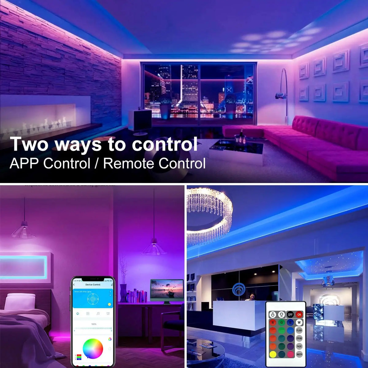 DAYBETTER 130ft LED Strip Lights RGB Indoor Desk Bedroom Decor with Remote 24V Smart Power Supply Perfect Birthday Gifts