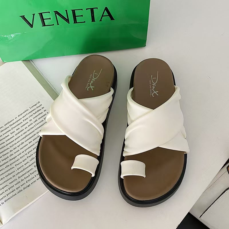 2025 Popular Slippers for Women, Summer Outer Wear, Half-Cup Thick-Soled Half-Slippers, French Sandals