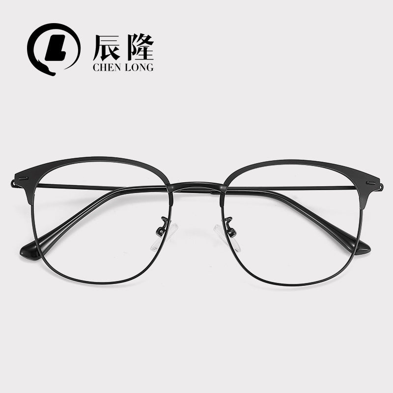 Ultra-light Metal Anti-blue Light Glasses Men's JS6601 Trendy Available-degree Glasses Frame Full-frame Women's Large Face Flat Glasses