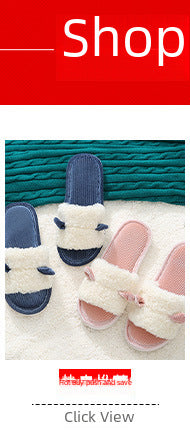 Factory Direct Delivery Winter Cartoon Couple Cotton Slippers Indoor Home Plush Slippers Warm Cotton Slippers Cute Cartoon Design