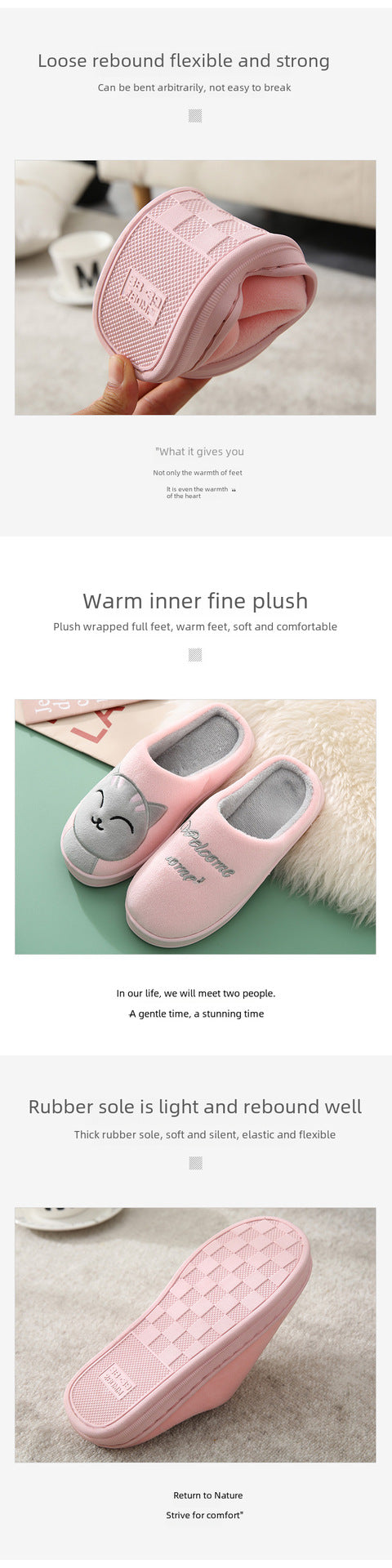 Factory Direct Delivery Winter Cartoon Couple Cotton Slippers Indoor Home Plush Slippers Warm Cotton Slippers Cute Cartoon Design