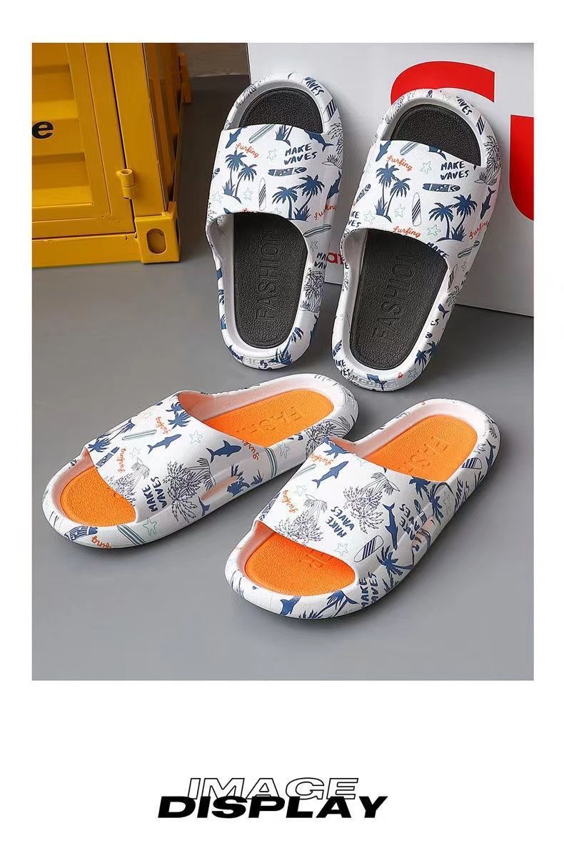 Men's Summer Outdoor Trendy Non-Slip Indoor Home Soft Sole Couple Slippers with a Stepping-On-Clouds Feel