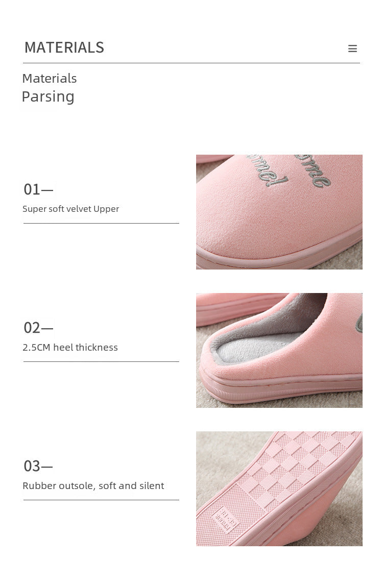 Factory Direct Delivery Winter Cartoon Couple Cotton Slippers Indoor Home Plush Slippers Warm Cotton Slippers Cute Cartoon Design