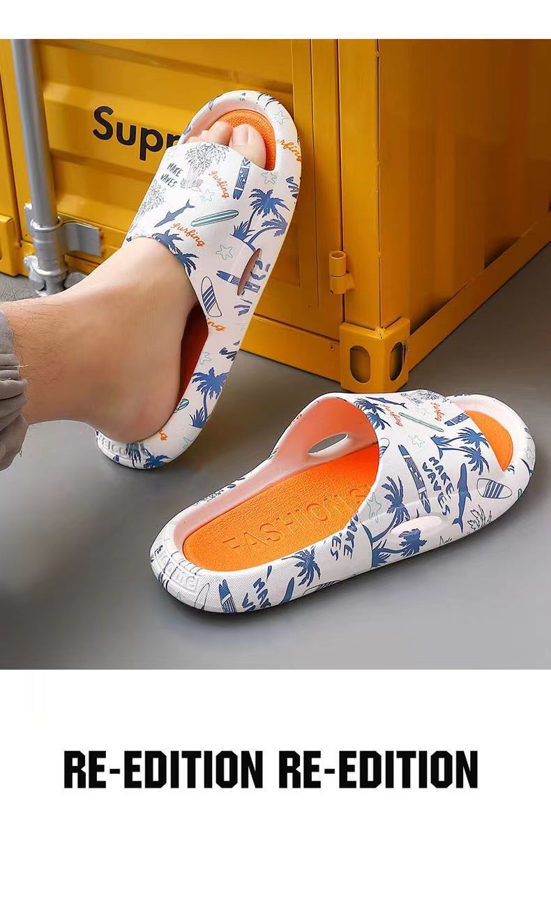 Men's Summer Outdoor Trendy Non-Slip Indoor Home Soft Sole Couple Slippers with a Stepping-On-Clouds Feel