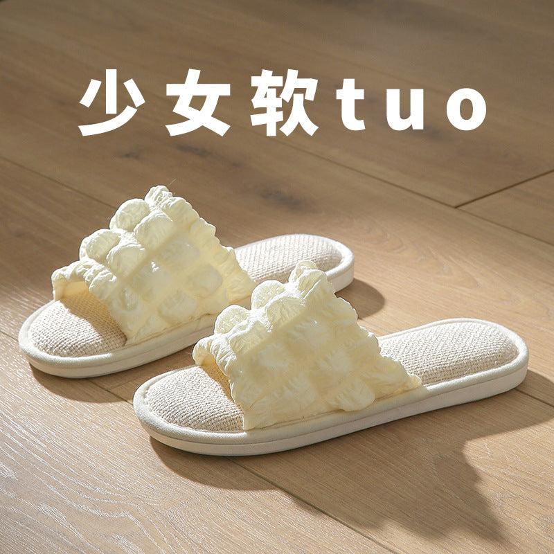Factory Direct Linen Slippers for Women, Suitable for Spring and Autumn, Indoor Couple's Home Slippers, Thick-Soled, Lightweight, Non-Slip, Sweat-Absorbent, Suitable for Outdoor Wear for Men