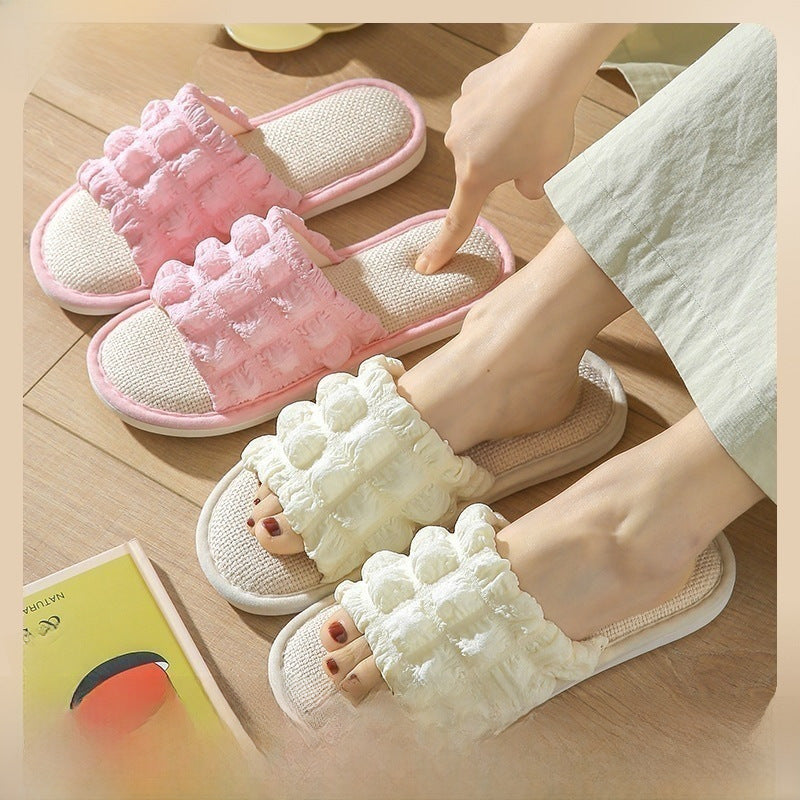 Factory Direct Linen Slippers for Women, Suitable for Spring and Autumn, Indoor Couple's Home Slippers, Thick-Soled, Lightweight, Non-Slip, Sweat-Absorbent, Suitable for Outdoor Wear for Men