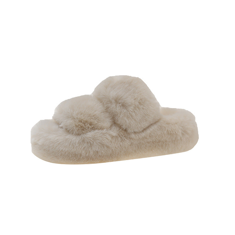 Furry Slippers for Women, 2025 New Autumn and Winter Models, Suitable for Home Use, Warm and Fashionable, Non-Slip Cotton Slippers