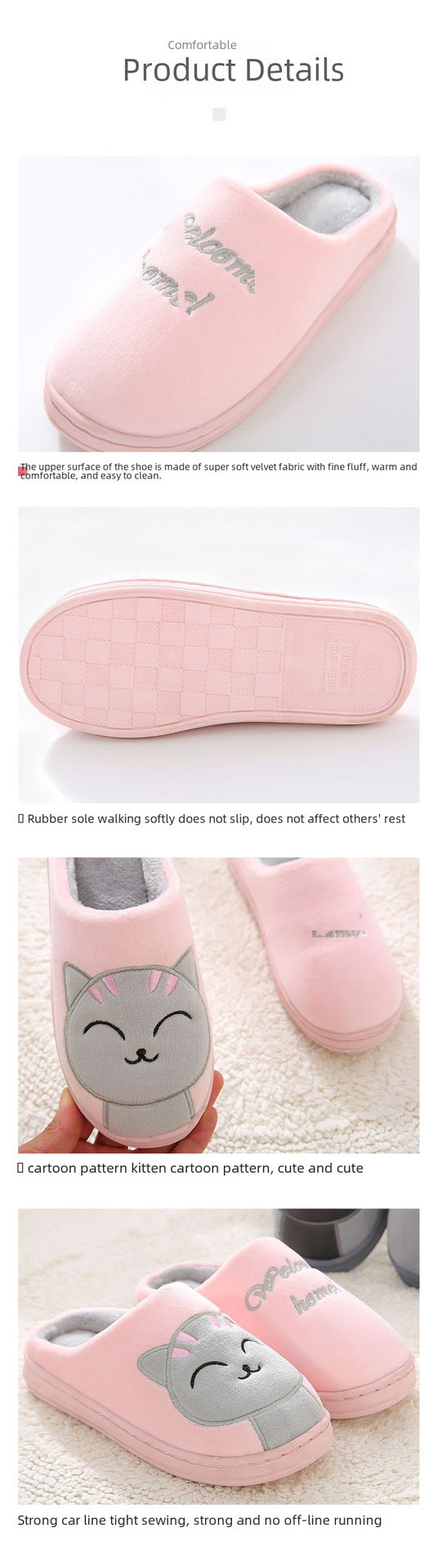 Factory Direct Delivery Winter Cartoon Couple Slippers Home Plush Slippers Women's Warm Cotton Slippers Cute Animal Indoor Slippers