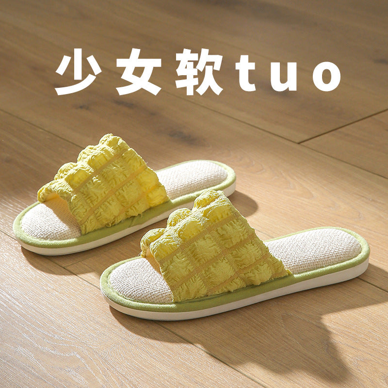 Factory Direct Linen Slippers for Women, Suitable for Spring and Autumn, Indoor Couple's Home Slippers, Thick-Soled, Lightweight, Non-Slip, Sweat-Absorbent, Suitable for Outdoor Wear for Men