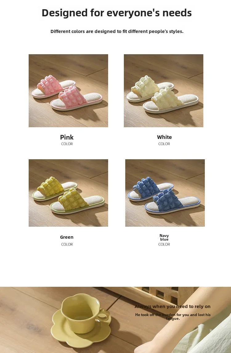 Factory Direct Linen Slippers for Women, Suitable for Spring and Autumn, Indoor Couple's Home Slippers, Thick-Soled, Lightweight, Non-Slip, Sweat-Absorbent, Suitable for Outdoor Wear for Men