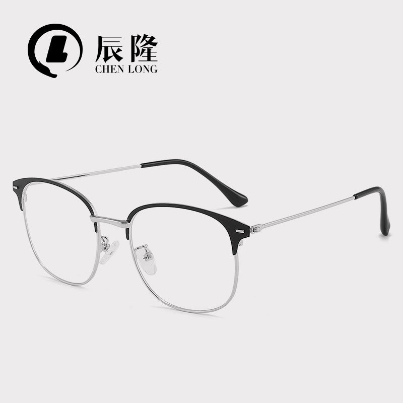 Ultra-light Metal Anti-blue Light Glasses Men's JS6601 Trendy Available-degree Glasses Frame Full-frame Women's Large Face Flat Glasses
