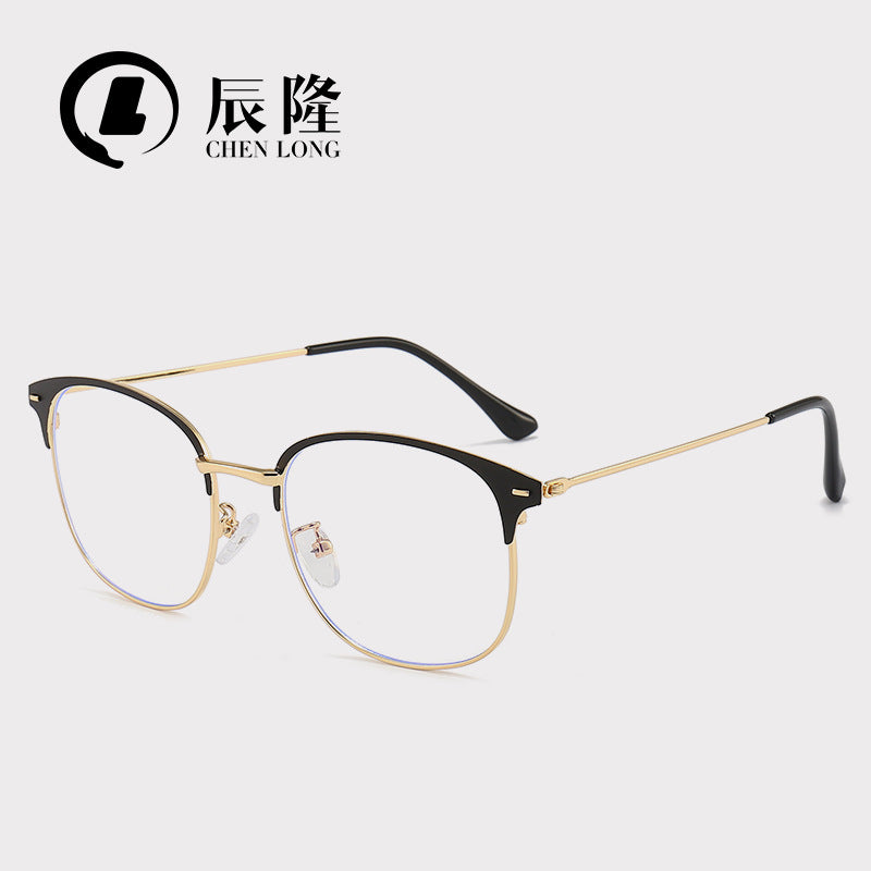 Ultra-light Metal Anti-blue Light Glasses Men's JS6601 Trendy Available-degree Glasses Frame Full-frame Women's Large Face Flat Glasses
