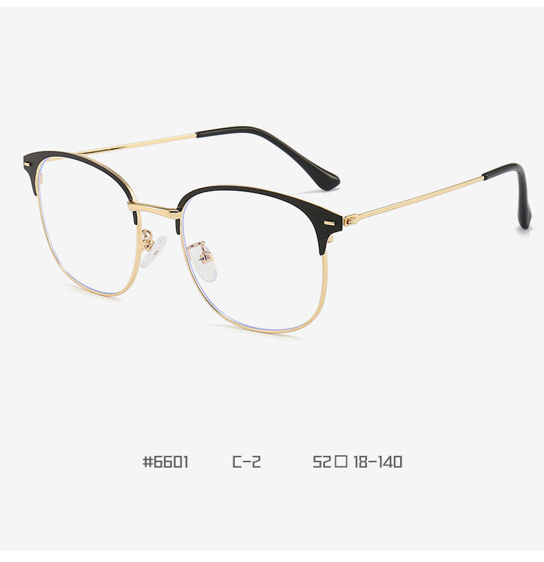 Ultra-light Metal Anti-blue Light Glasses Men's JS6601 Trendy Available-degree Glasses Frame Full-frame Women's Large Face Flat Glasses