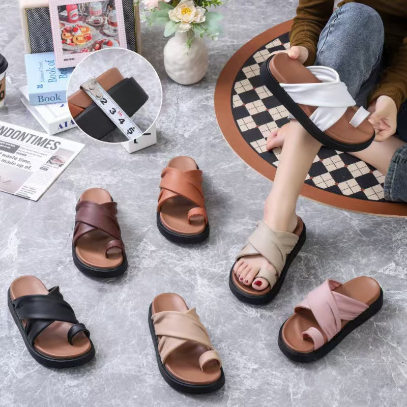 2025 Popular Slippers for Women, Summer Outer Wear, Half-Cup Thick-Soled Half-Slippers, French Sandals