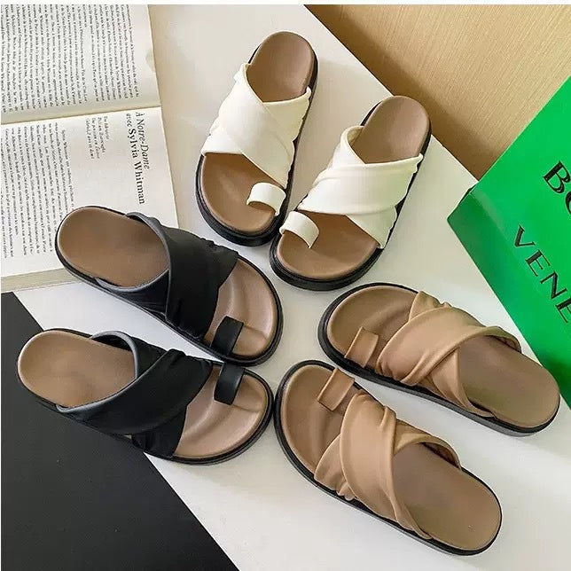 2025 Popular Slippers for Women, Summer Outer Wear, Half-Cup Thick-Soled Half-Slippers, French Sandals