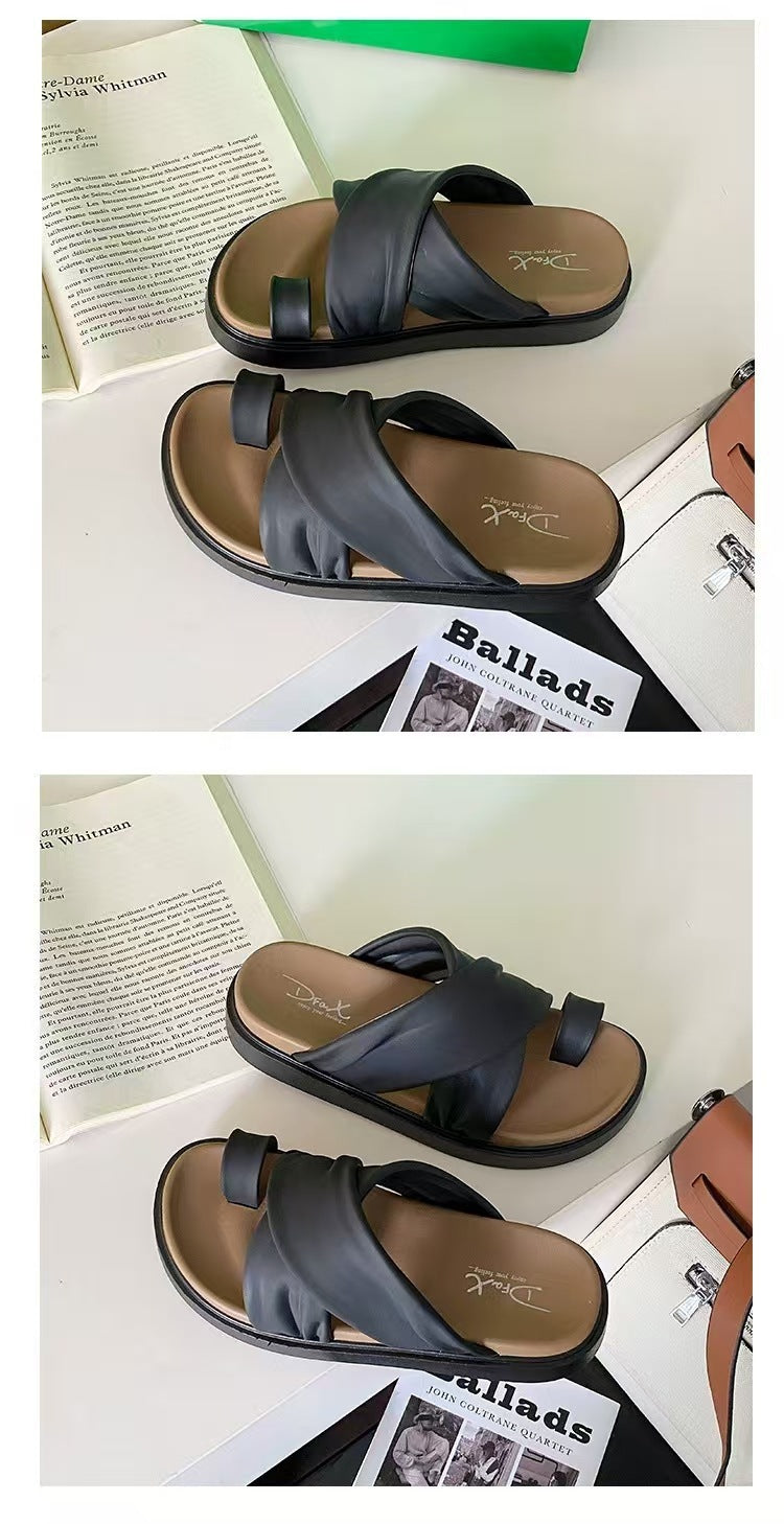 2025 Popular Slippers for Women, Summer Outer Wear, Half-Cup Thick-Soled Half-Slippers, French Sandals