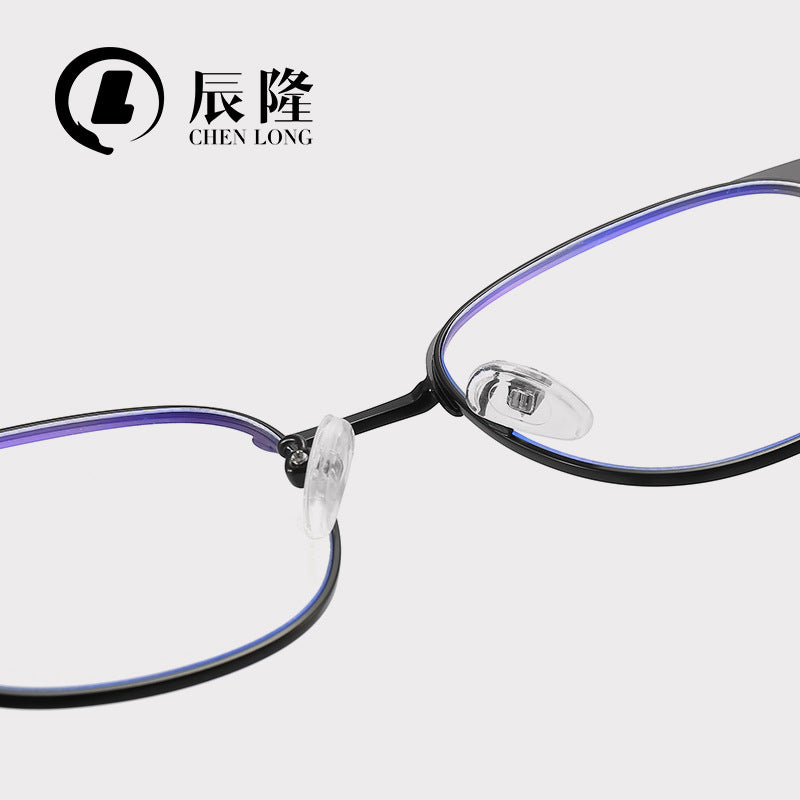 Ultra-light Metal Anti-blue Light Glasses Men's JS6601 Trendy Available-degree Glasses Frame Full-frame Women's Large Face Flat Glasses