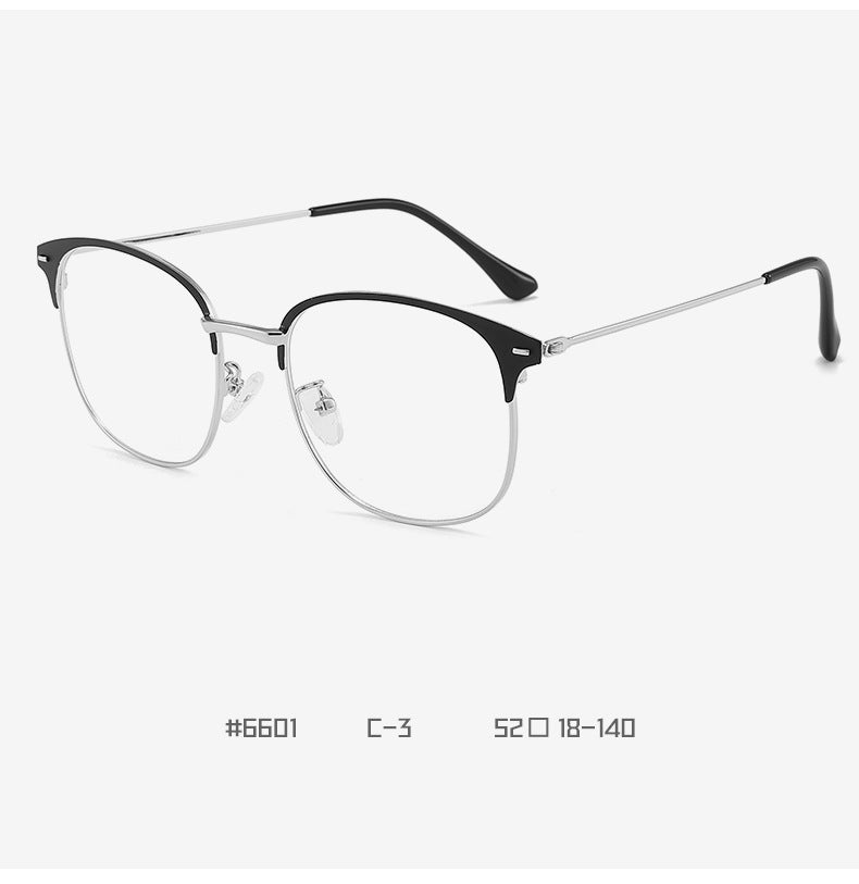 Ultra-light Metal Anti-blue Light Glasses Men's JS6601 Trendy Available-degree Glasses Frame Full-frame Women's Large Face Flat Glasses