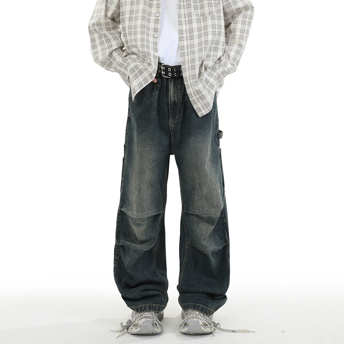 American Style Retro Baggy Jeans Men's 2025 Spring and Autumn Design Sense Fashion Brand Washed Workwear Wide Leg Straight Leg Pants