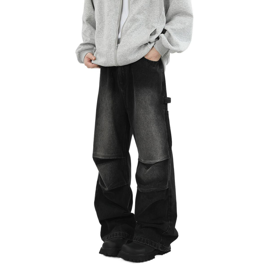 American Style Retro Baggy Jeans Men's 2025 Spring and Autumn Design Sense Fashion Brand Washed Workwear Wide Leg Straight Leg Pants