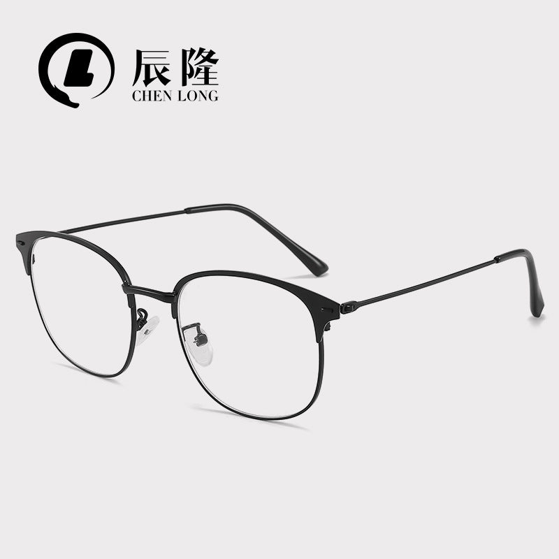Ultra-light Metal Anti-blue Light Glasses Men's JS6601 Trendy Available-degree Glasses Frame Full-frame Women's Large Face Flat Glasses