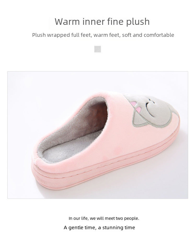 Factory Direct Delivery Winter Cartoon Couple Slippers Home Plush Slippers Women's Warm Cotton Slippers Cute Animal Indoor Slippers