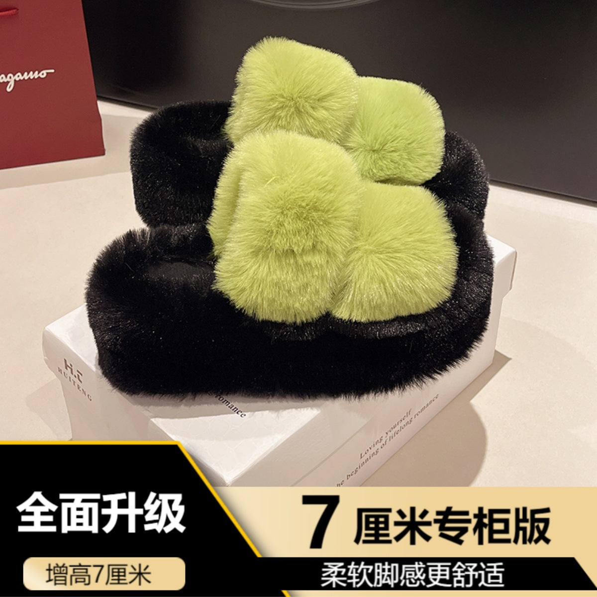 Furry Slippers for Women, 2025 New Autumn and Winter Models, Suitable for Home Use, Warm and Fashionable, Non-Slip Cotton Slippers