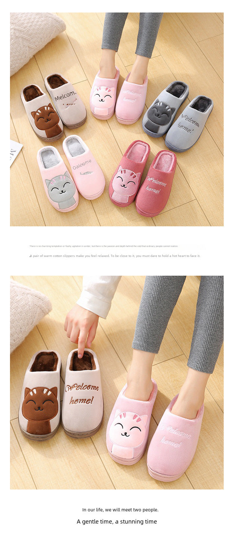 Factory Direct Delivery Winter Cartoon Couple Slippers Home Plush Slippers Women's Warm Cotton Slippers Cute Animal Indoor Slippers