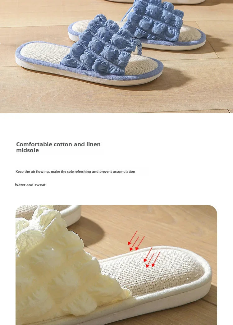 Factory Direct Linen Slippers for Women, Suitable for Spring and Autumn, Indoor Couple's Home Slippers, Thick-Soled, Lightweight, Non-Slip, Sweat-Absorbent, Suitable for Outdoor Wear for Men