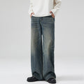LKTM Men's Wear# American Washed Cat Whiskers Semi-elastic Waist A- shaped Jeans Men's and Women's Loose Wide Leg Lazy Wind Pants
