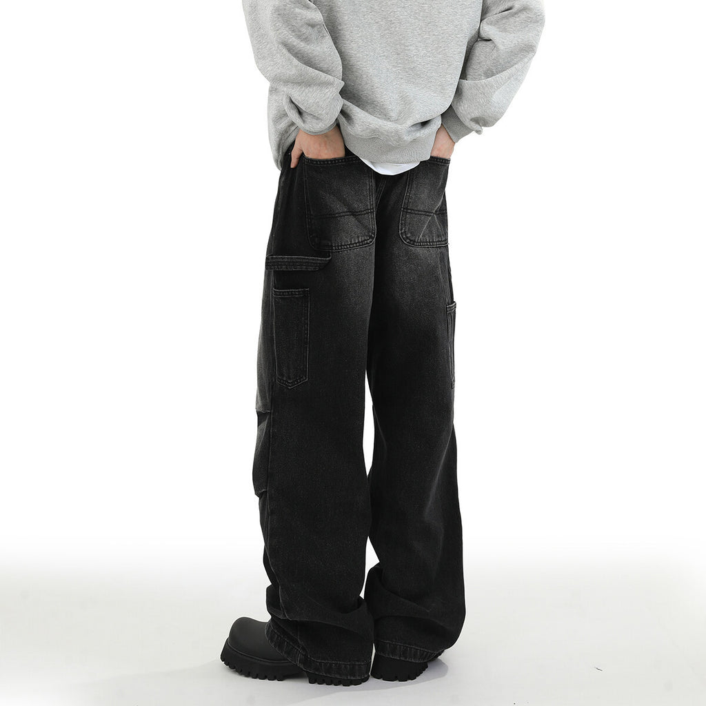 American Style Retro Baggy Jeans Men's 2025 Spring and Autumn Design Sense Fashion Brand Washed Workwear Wide Leg Straight Leg Pants