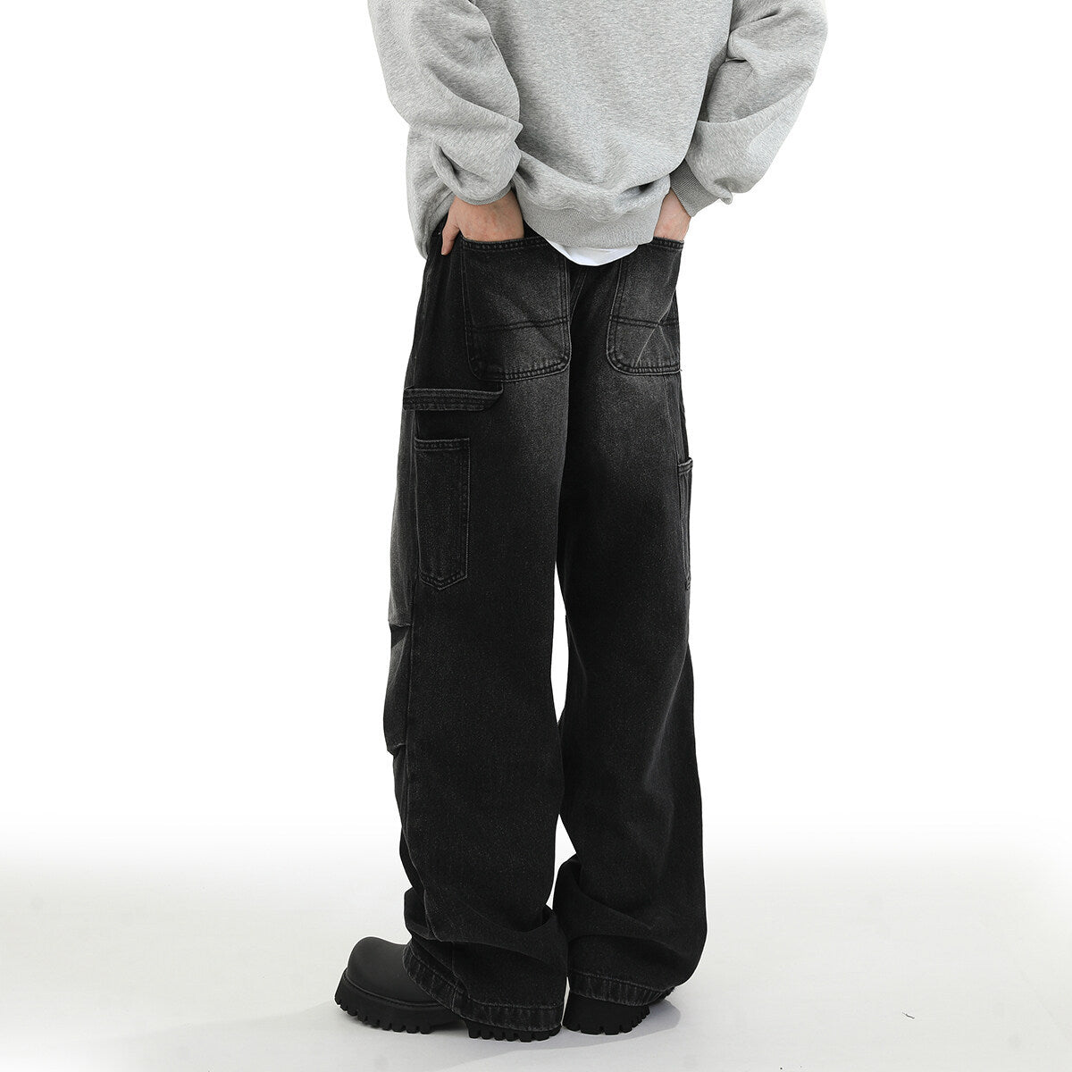 American Style Retro Baggy Jeans Men's 2025 Spring and Autumn Design Sense Fashion Brand Washed Workwear Wide Leg Straight Leg Pants