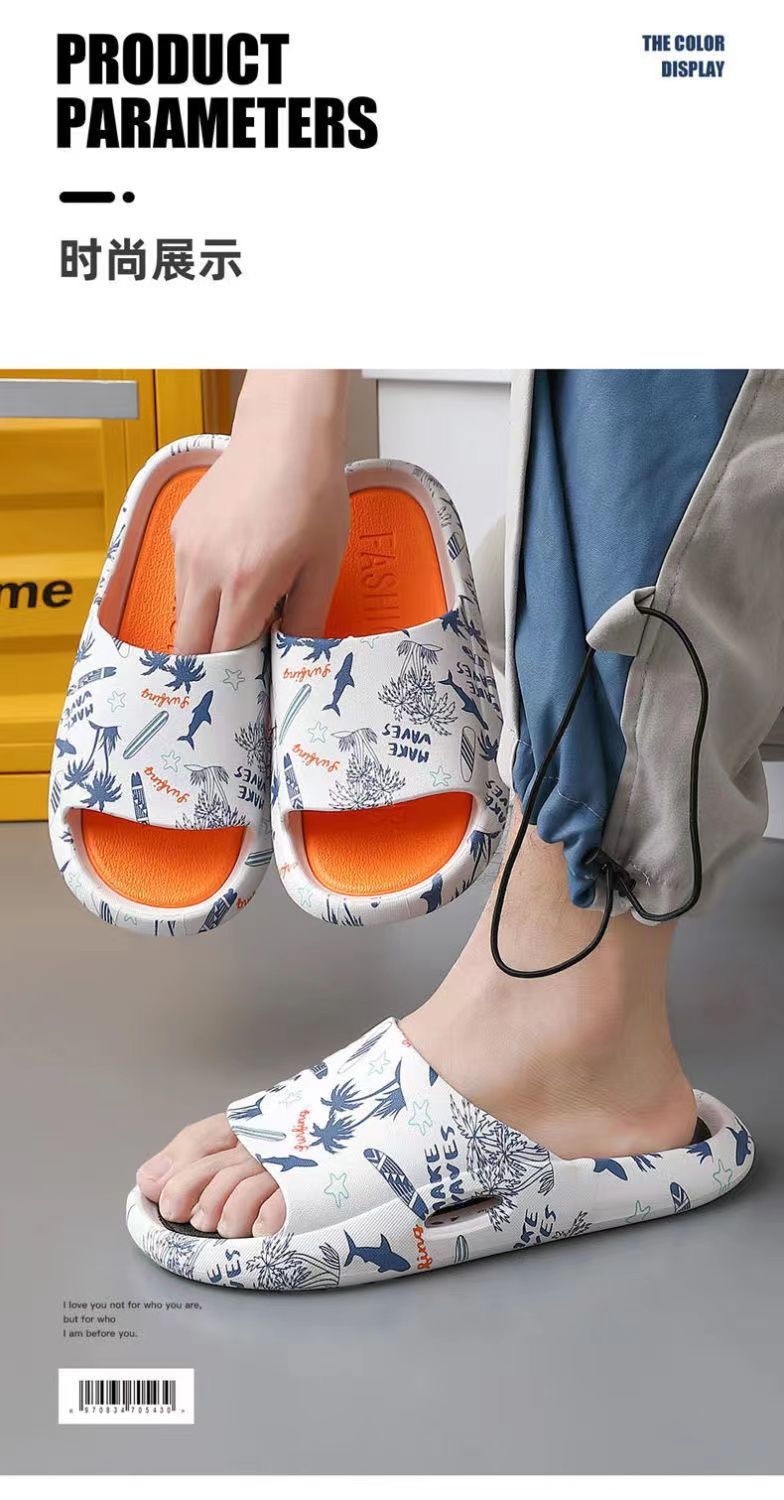 Men's Summer Outdoor Trendy Non-Slip Indoor Home Soft Sole Couple Slippers with a Stepping-On-Clouds Feel