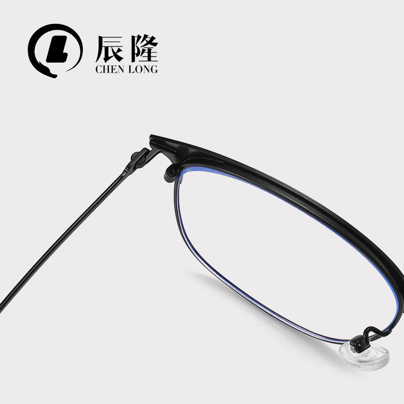 Ultra-light Metal Anti-blue Light Glasses Men's JS6601 Trendy Available-degree Glasses Frame Full-frame Women's Large Face Flat Glasses