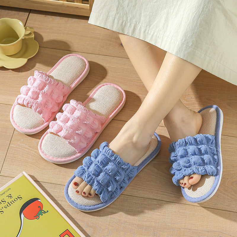 Factory Direct Linen Slippers for Women, Suitable for Spring and Autumn, Indoor Couple's Home Slippers, Thick-Soled, Lightweight, Non-Slip, Sweat-Absorbent, Suitable for Outdoor Wear for Men