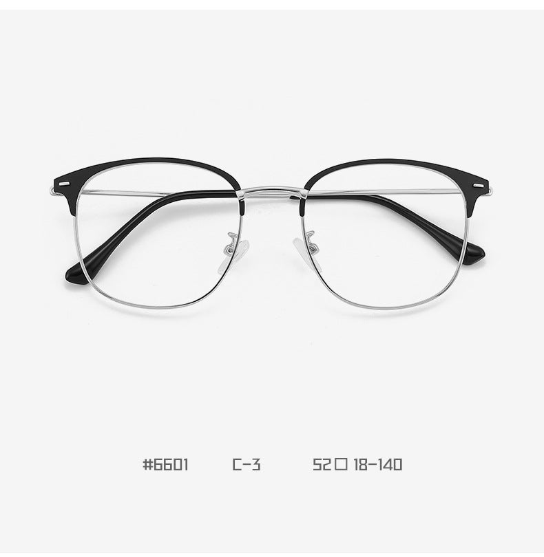 Ultra-light Metal Anti-blue Light Glasses Men's JS6601 Trendy Available-degree Glasses Frame Full-frame Women's Large Face Flat Glasses