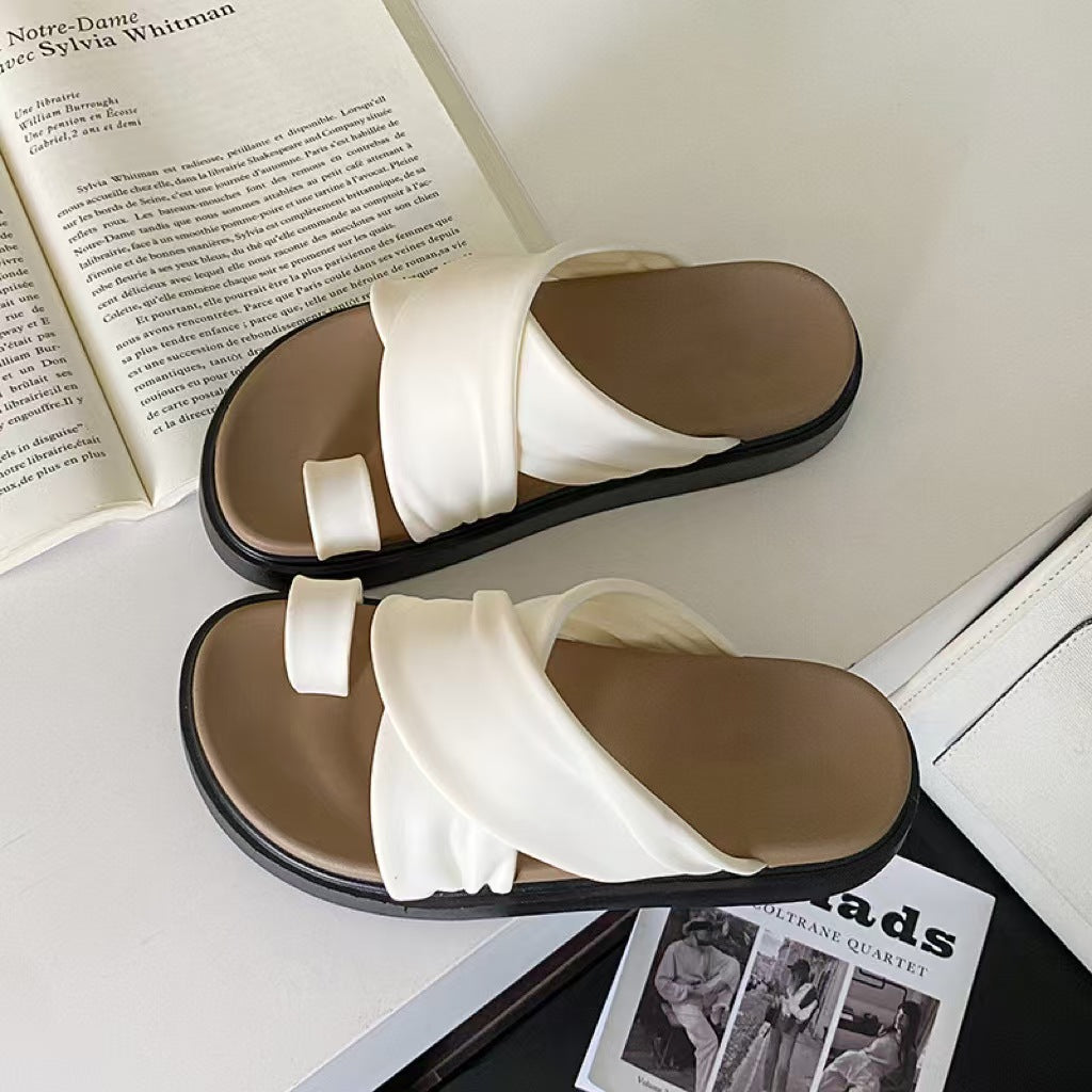 2025 Popular Slippers for Women, Summer Outer Wear, Half-Cup Thick-Soled Half-Slippers, French Sandals